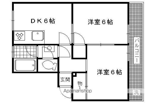コーポ野添(2DK/3階)の間取り写真