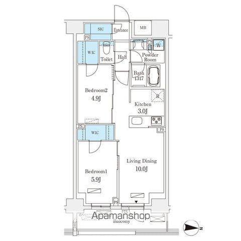 フロンティアレジデンス錦糸公園(2LDK/4階)の間取り写真