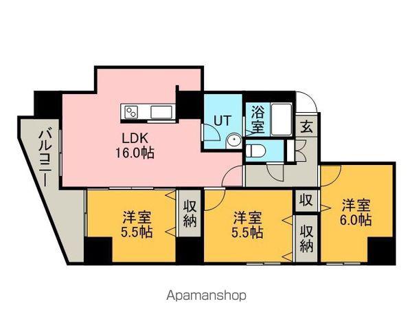 セピア山の手(3LDK/3階)の間取り写真