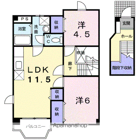ラ・ファミリア(2LDK/2階)の間取り写真