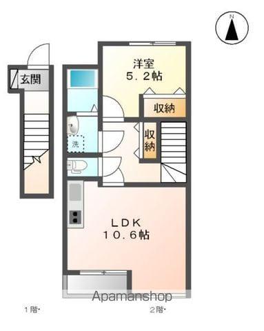 エスポワールS(1LDK/2階)の間取り写真