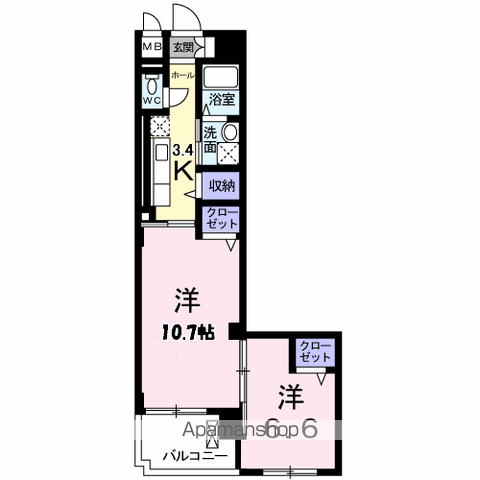 プラシード(2K/3階)の間取り写真