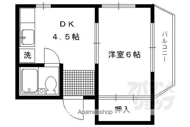 グランディール朱雀(1DK/2階)の間取り写真