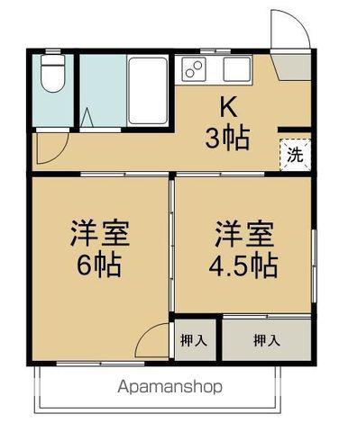 岡部マンション(2K/2階)の間取り写真