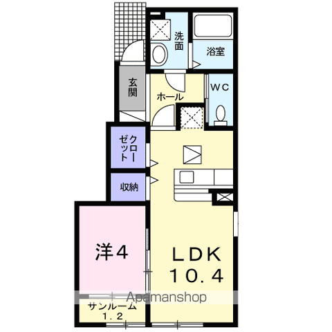 ラフレシール尾山Ⅱ(1LDK/1階)の間取り写真