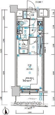 メインステージ浮間公園(1K/3階)の間取り写真