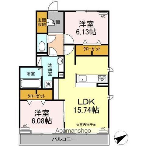 CHARME(2LDK/3階)の間取り写真