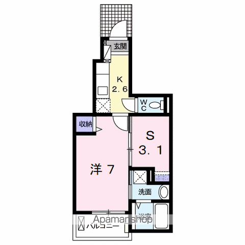 エクスクルーシブ3(1K/1階)の間取り写真