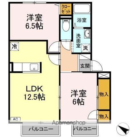 グリューネ二木(2LDK/2階)の間取り写真