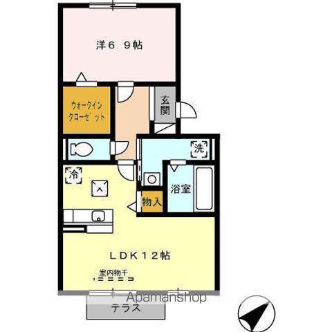 ウエストウイング(1LDK/1階)の間取り写真