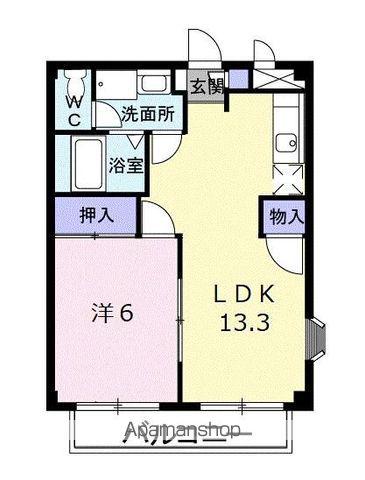 ニューシティー八栗口B(1LDK/1階)の間取り写真