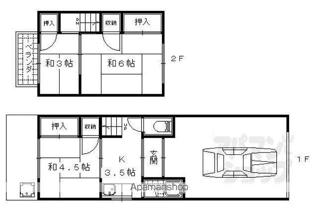 京都市東西線 小野駅(京都) 徒歩8分 2階建 築52年(3K)の間取り写真