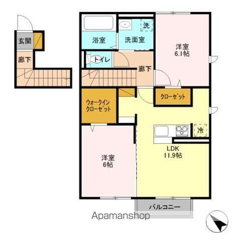 カーサ・K(2LDK/2階)の間取り写真