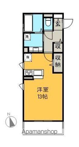 フロラシオン(ワンルーム/1階)の間取り写真