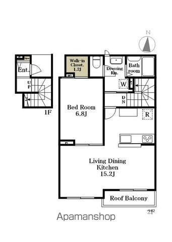 MAISON TINK(1LDK/2階)の間取り写真