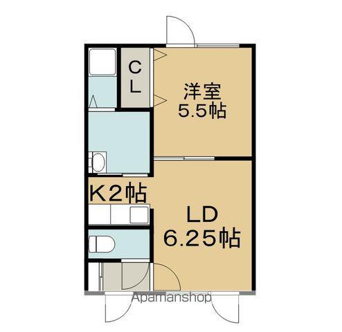 コーポディン(1LDK/2階)の間取り写真