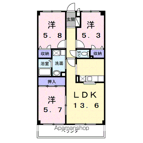 ヴィラアネックス(3LDK/2階)の間取り写真