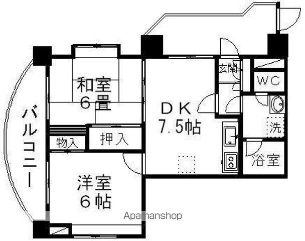 ロイヤルヒルズ上杉(2DK/2階)の間取り写真