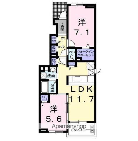 フォルシュ・ヴェーラⅡB(2LDK/1階)の間取り写真