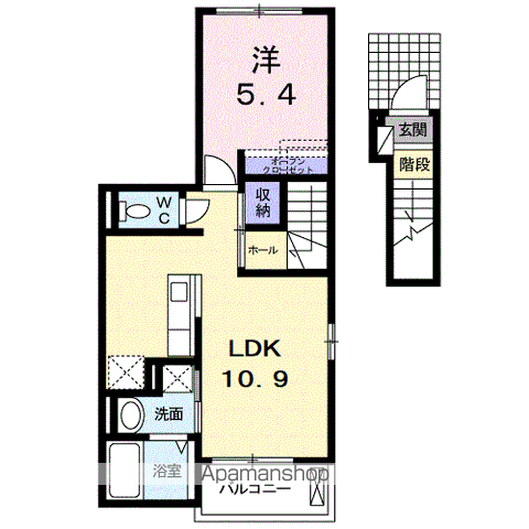 エスポワールⅡ(1LDK/2階)の間取り写真
