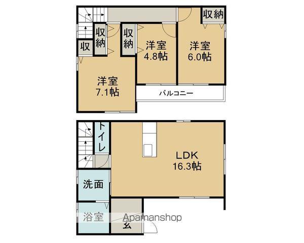 名古屋市東山線 本郷駅(愛知) 徒歩4分 2階建 築5年(3LDK)の間取り写真