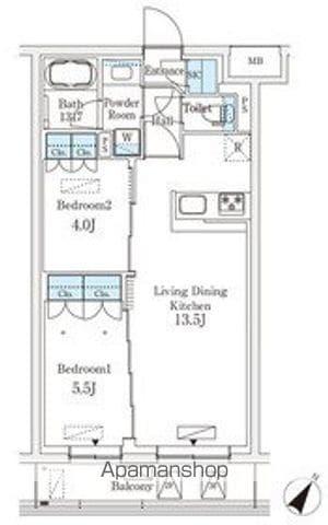 参宮橋ビューアパートメント(2LDK/3階)の間取り写真