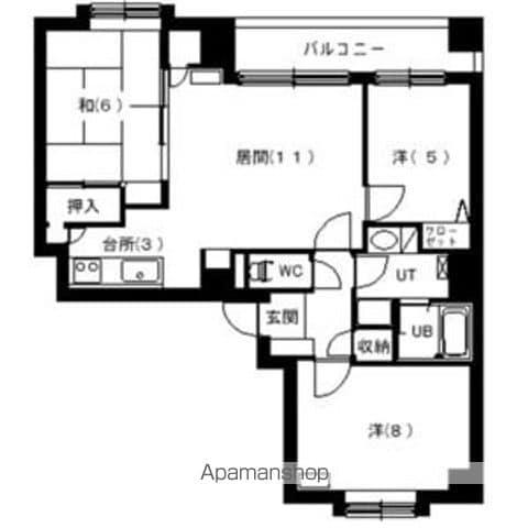 第2九条シャトー桂和(3LDK/8階)の間取り写真