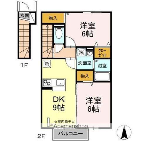 ファインシード(2DK/2階)の間取り写真