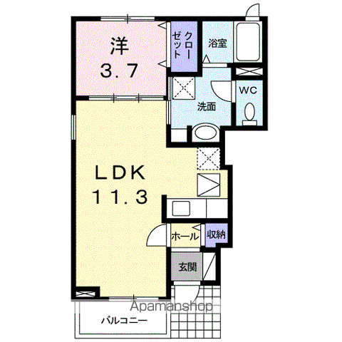 クレメント マタノ(1LDK/1階)の間取り写真