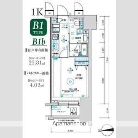 MAXIV八王子TRE(1K/11階)の間取り写真
