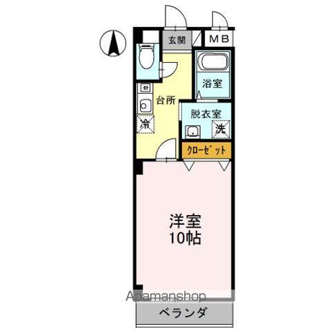 フラワーハイツ久米(1K/4階)の間取り写真