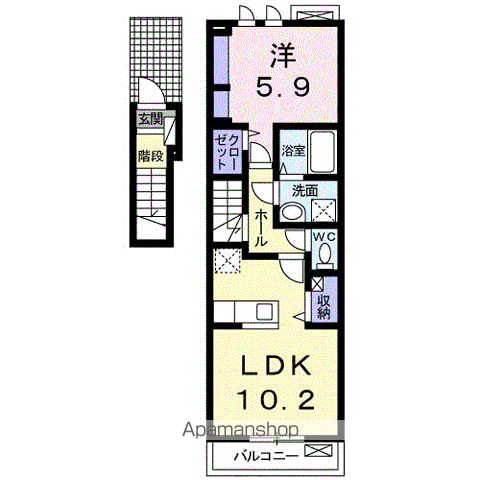 スカイ・ガーデンⅠ(1LDK/2階)の間取り写真