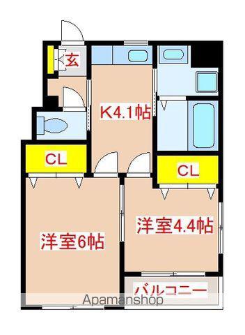 サンパーク国分C棟(2K/3階)の間取り写真