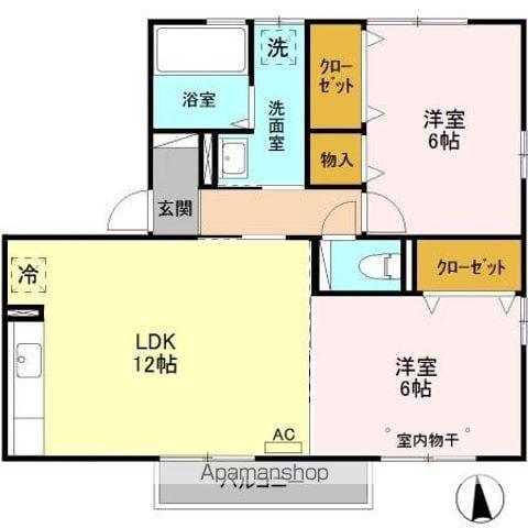 グリーンルーフ(2LDK/2階)の間取り写真