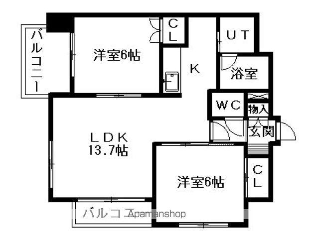 ヴィビ新札幌Ⅲ(2LDK/11階)の間取り写真