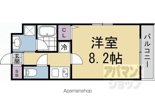伏見区上中町マンション(1K/3階)の間取り写真