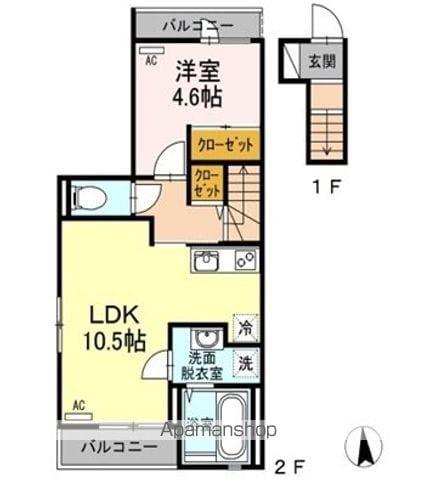 ARCADIA B棟(1LDK/2階)の間取り写真