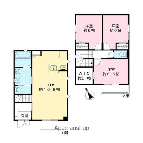 京成電鉄松戸線 鎌ケ谷大仏駅 徒歩4分 2階建 築1年(3LDK)の間取り写真