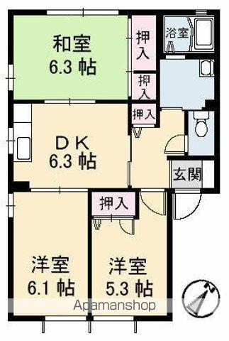 ジュネスタウン(3DK/2階)の間取り写真