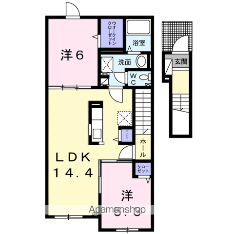 ブルースカイ(2LDK/2階)の間取り写真