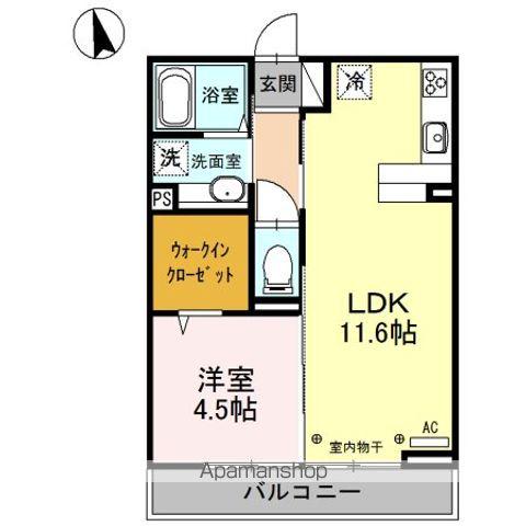 プランドール 並柳(1LDK/2階)の間取り写真