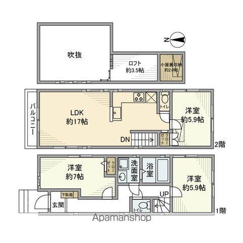 東急池上線 千鳥町駅 徒歩10分 2階建 築9年(3LDK)の間取り写真