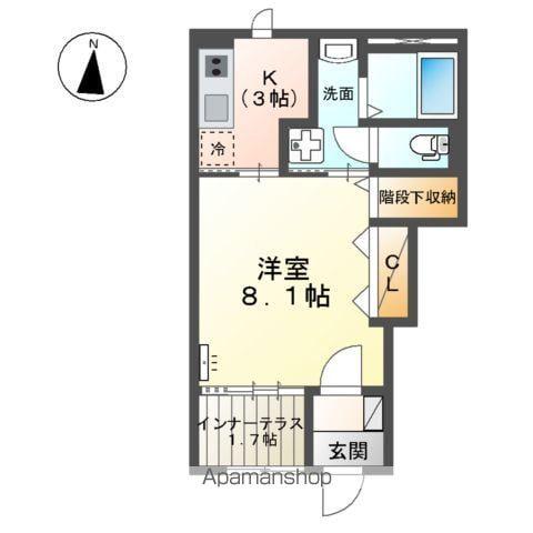 シルキーⅡ(1K/1階)の間取り写真