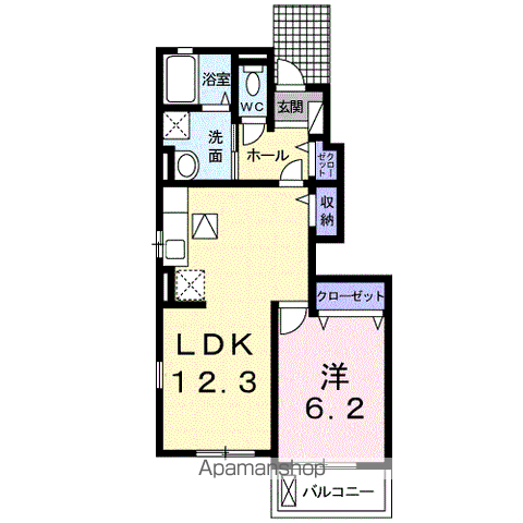 サニーブライト(1LDK/1階)の間取り写真