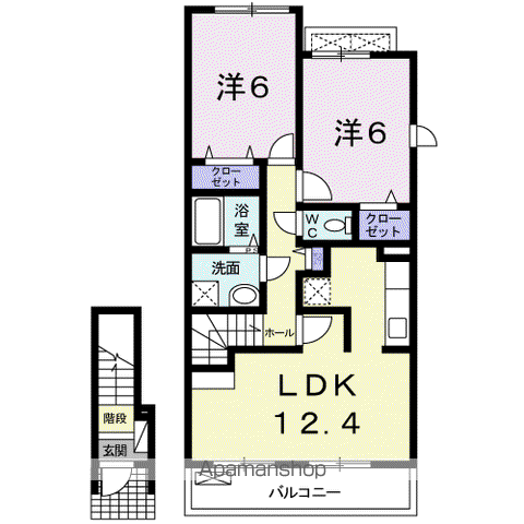 アンフレッチェ(2LDK/2階)の間取り写真