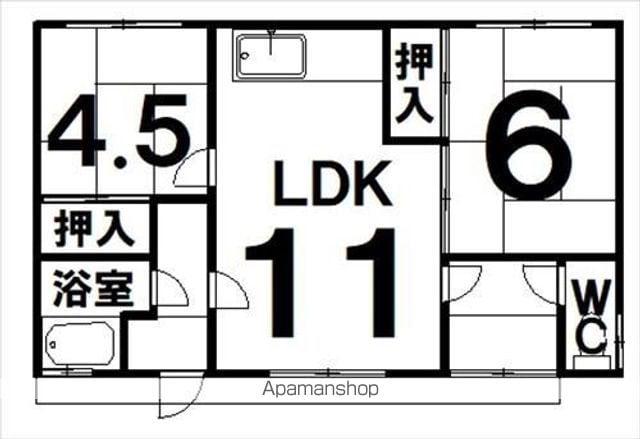 北海道帯広市 1階建 築54年(2LDK)の間取り写真