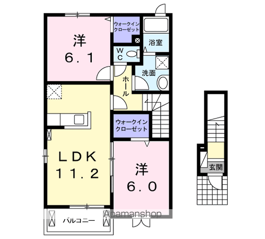 レジデンス オオギⅠ(2LDK/2階)の間取り写真