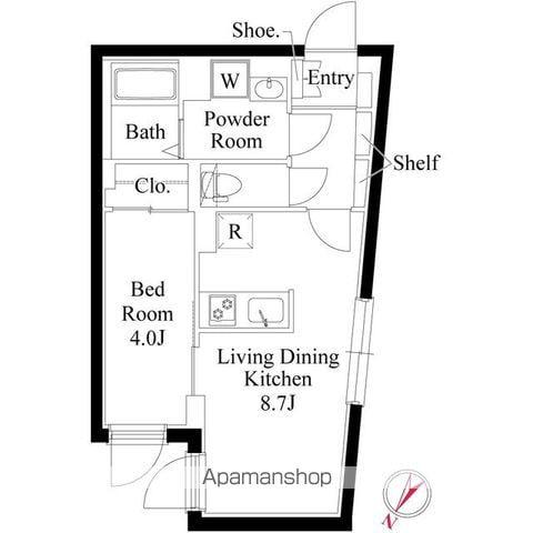 アバンティア初台(1LDK/1階)の間取り写真