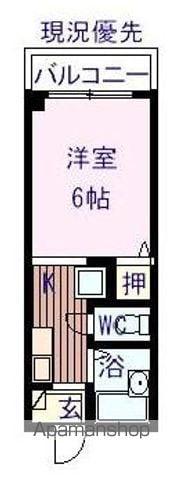 ウエストヒルズ桃谷(1K/2階)の間取り写真