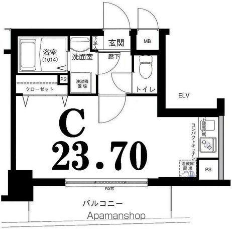 グリフィン横浜・ルミエール(ワンルーム/8階)の間取り写真